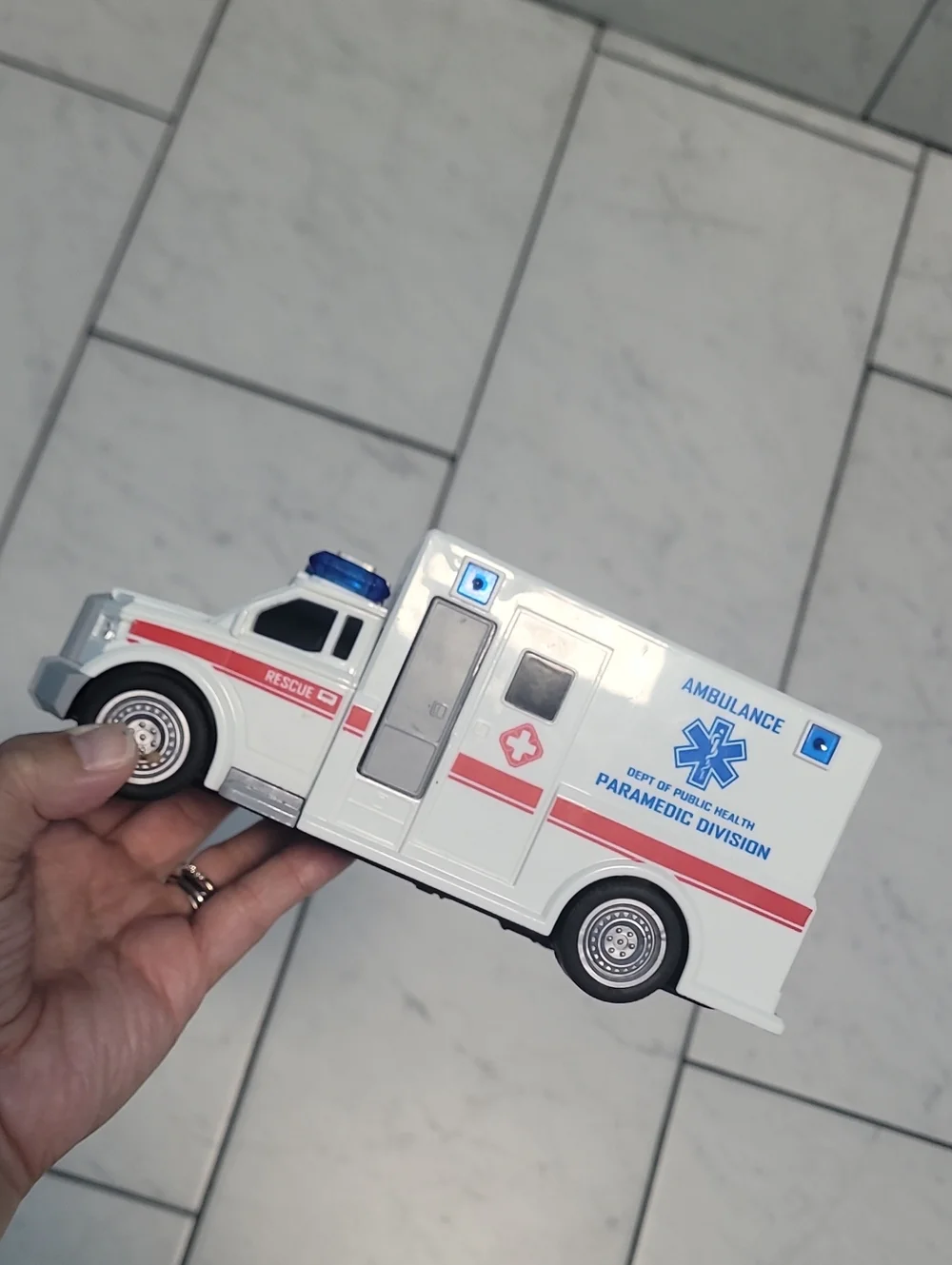 Kids White and Red Toy Ambulance - Paramedic Division Rescue Vehicle